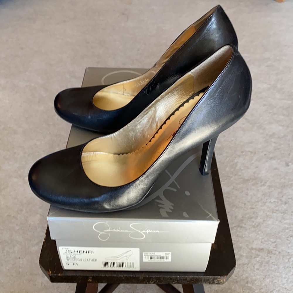 Jessica Simpson, Size 9, Black Leather Heels